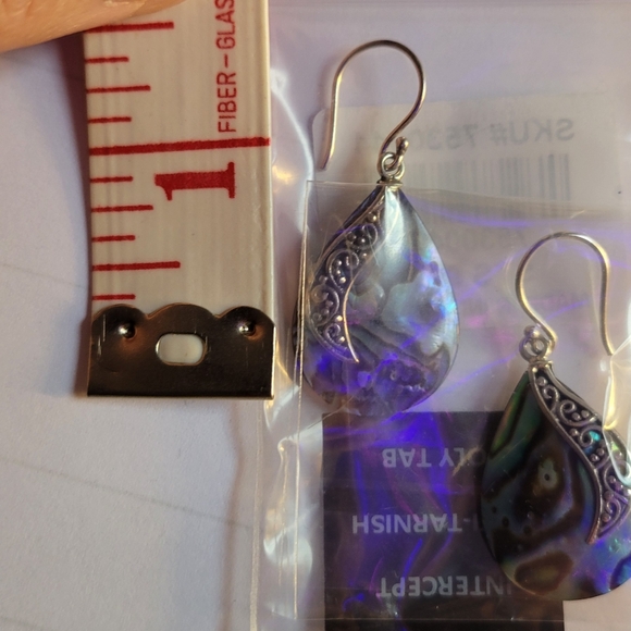 Abalone shell drop earrings. Sterling silver - Picture 4 of 6
